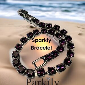 Handcrafted bracelet with amethyst sparkly Swarovski crystal